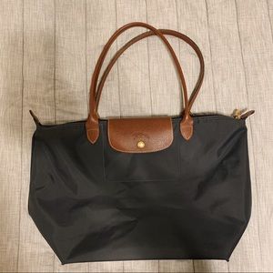 Gray Longchamp Le Pliage Tote (Large)